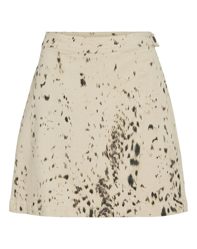 Vila - VISanora RW Print Denim Short Nederdel - Birch/Slate Black